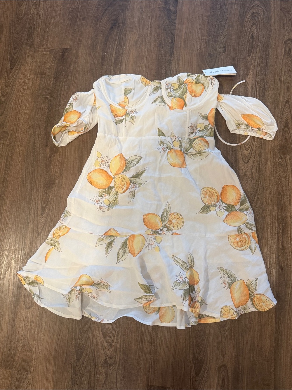 For Love & Lemons White Lemon Print Mini Dress